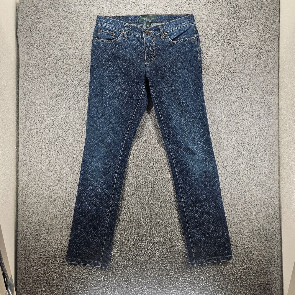 LRL Ralph Lauren Jeans Co. Womens Sz 2 Modern Skinny Stretch w‎ Unique Print